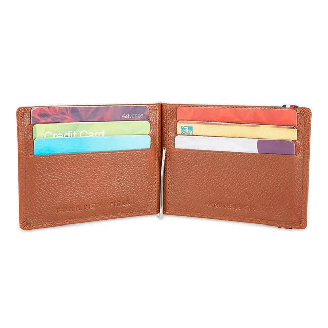 Tommy Hilfiger Adriel Men's Leather Moneyclip Wallet Tan