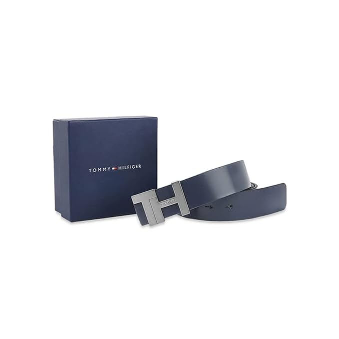 Tommy Hilfiger Cesar Men's Leather Reversible Belt Navy+Brown