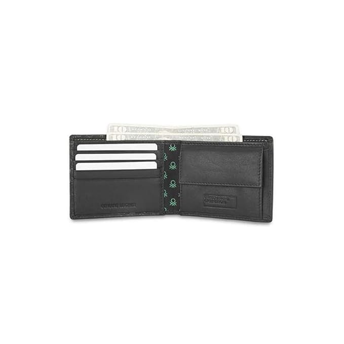 United Colors OF Benetton Nolen Leather Global Coin Wallet for Men - Black,