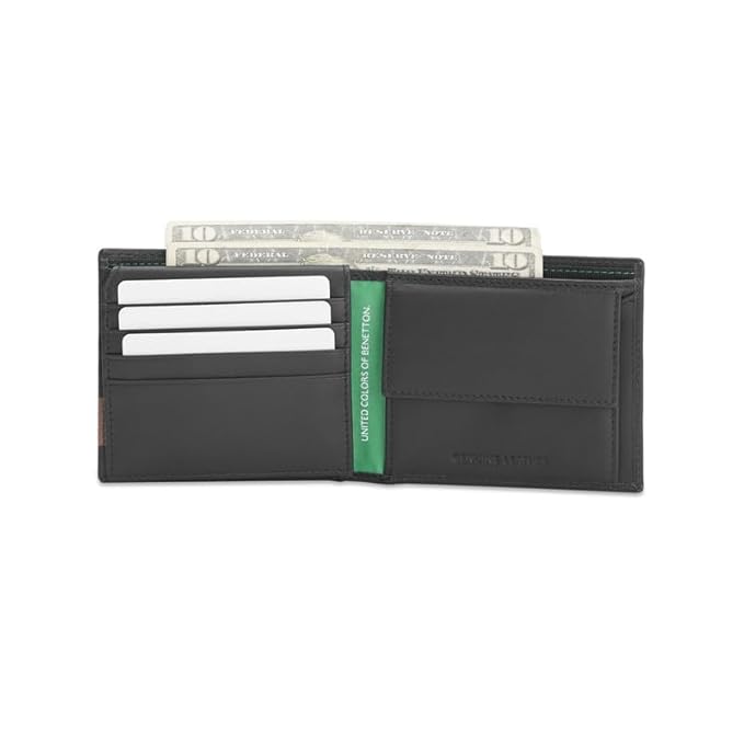 United Colors oF Benetton Kade Leather Multicard Coin Wallet for Men - Black