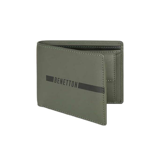 United Colors OF Benetton Cloyd Leather Global Coin Wallet for Men - Olive