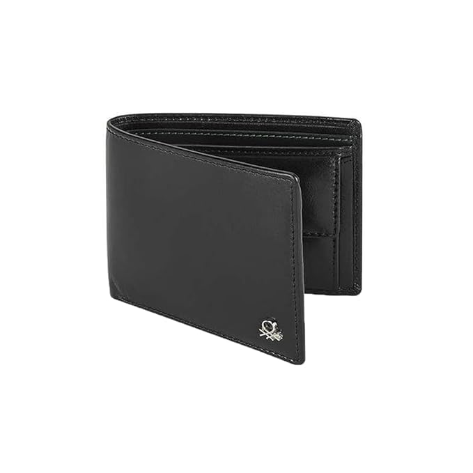 United Colors OF Benetton Brenon Leather Global Coin Wallet for Men - Black