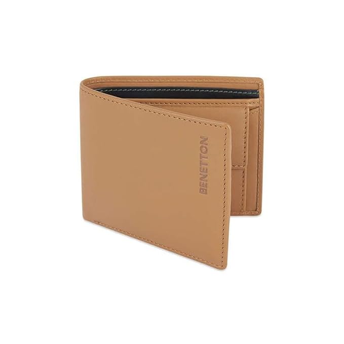 United Colors OF Benetton Justino Leather Global Coin Wallet for Men - Tan