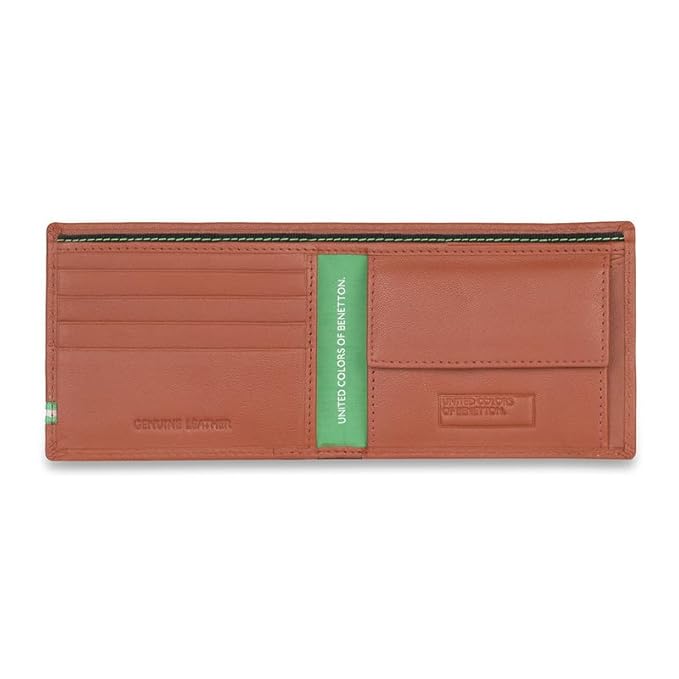 United Colors OF Benetton Mace Leather Global Coin Wallet for Men - Tan