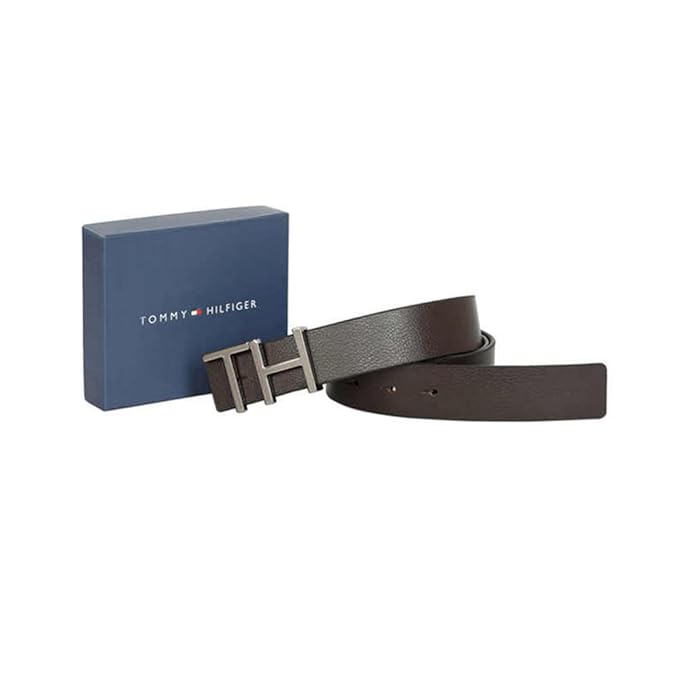 Tommy Hilfiger Cusack Leather Reversible Belt For Men Brown+Navy