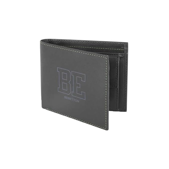 United Colors OF Benetton Valen Leather Global Coin Wallet for Men - Black