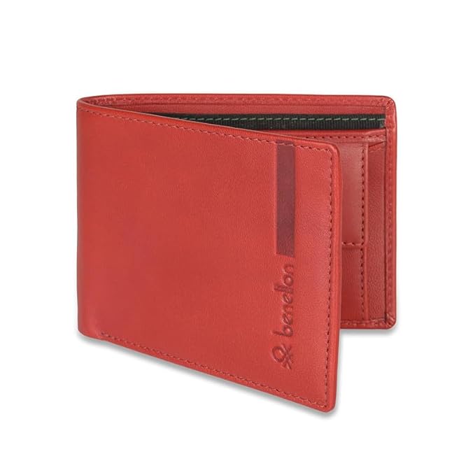 United Colors OF Benetton Reece Leather Global Coin Wallet for Men - Burgundy