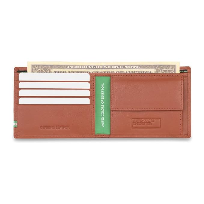 United Colors OF Benetton Mace Leather Global Coin Wallet for Men - Tan