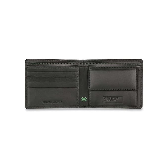 United Colors OF Benetton Cloyd Leather Global Coin Wallet for Men - Black,