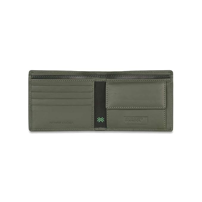 United Colors OF Benetton Cloyd Leather Global Coin Wallet for Men - Olive