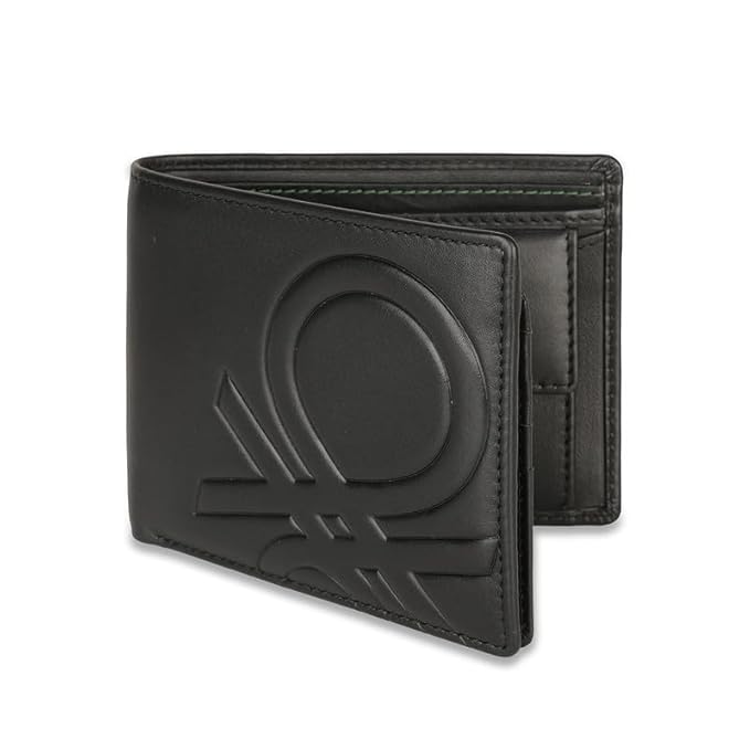 United Colors oF Benetton Anzio Leather Multicard Coin Wallet for Men-Black