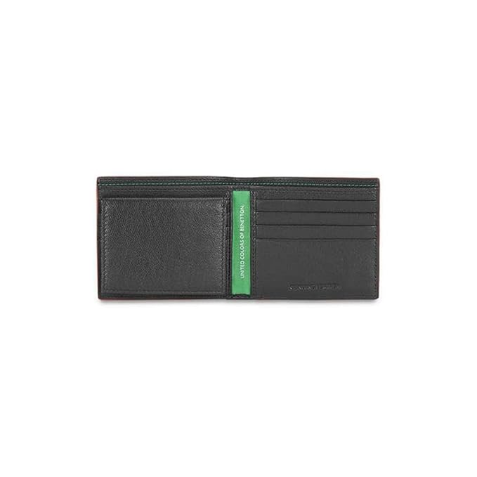 United Colors OF Benetton Caspian Leather Passcase Wallet for Men - Black