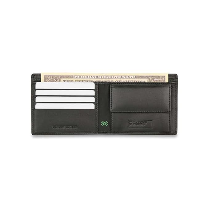 United Colors OF Benetton Cloyd Leather Global Coin Wallet for Men - Black,