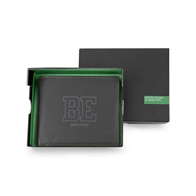 United Colors OF Benetton Valen Leather Global Coin Wallet for Men - Black