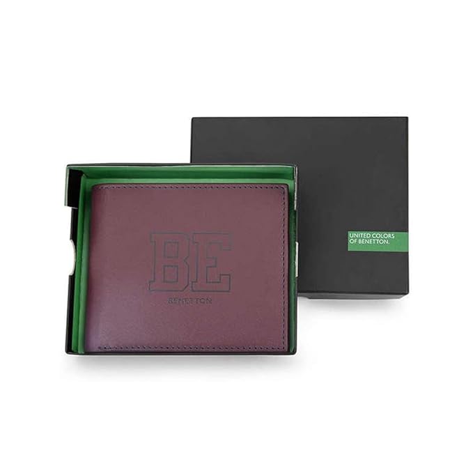 United Colors OF Benetton Valen Leather Global Coin Wallet for Men - Wine