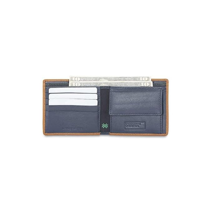 United Colors OF Benetton Roan Leather Global Coin Wallet for Men - Tan