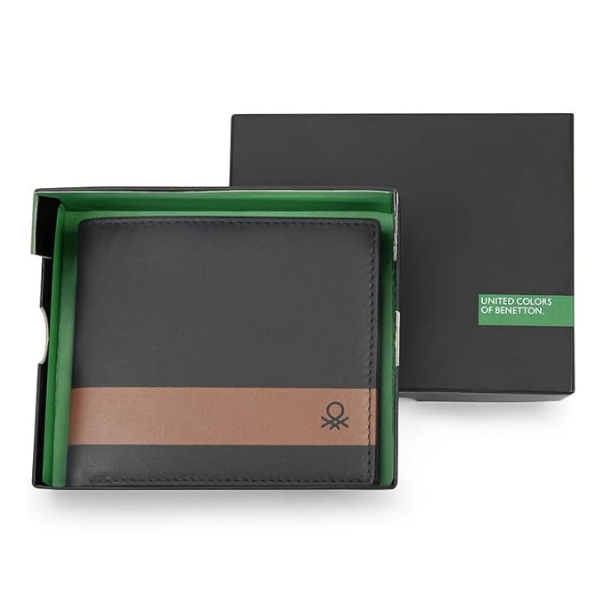 United Colors oF Benetton Kade Leather Multicard Coin Wallet for Men - Black