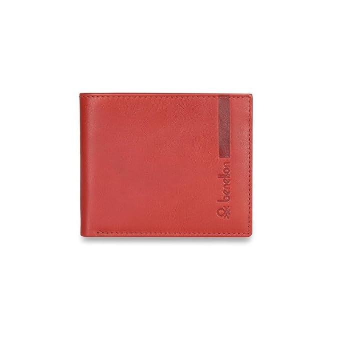 United Colors OF Benetton Reece Leather Global Coin Wallet for Men - Burgundy