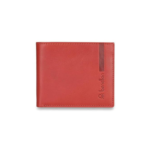 United Colors OF Benetton Reece Leather Global Coin Wallet for Men - Burgundy