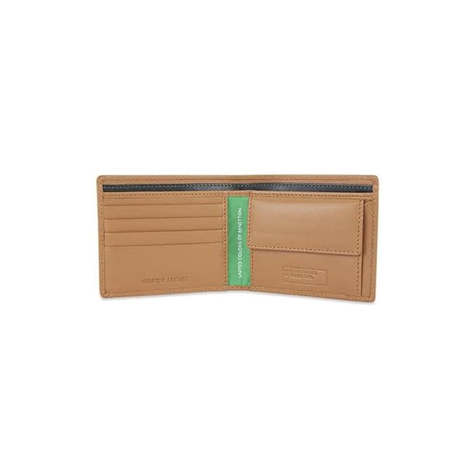 United Colors OF Benetton Justino Leather Global Coin Wallet for Men - Tan