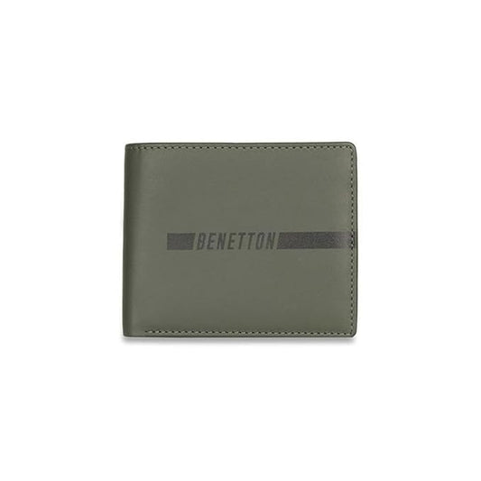 United Colors OF Benetton Cloyd Leather Global Coin Wallet for Men - Olive