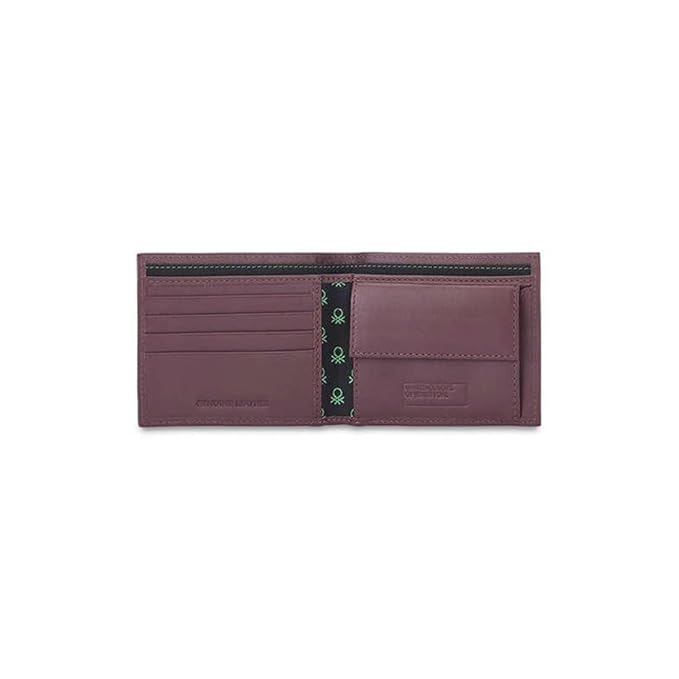 United Colors OF Benetton Valen Leather Global Coin Wallet for Men - Wine