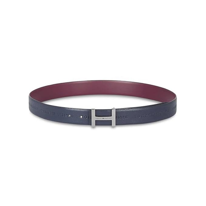 Tommy Hilfiger Avignon Leather Reversible Belt Navy+Wine