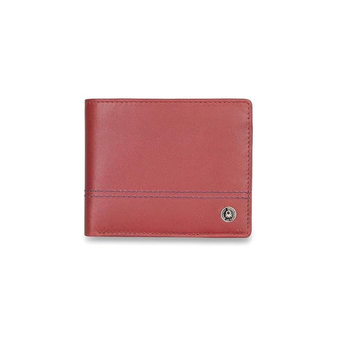 United Colors OF Benetton Roque Leather Multicard Coin Wallet for Men (Wine)