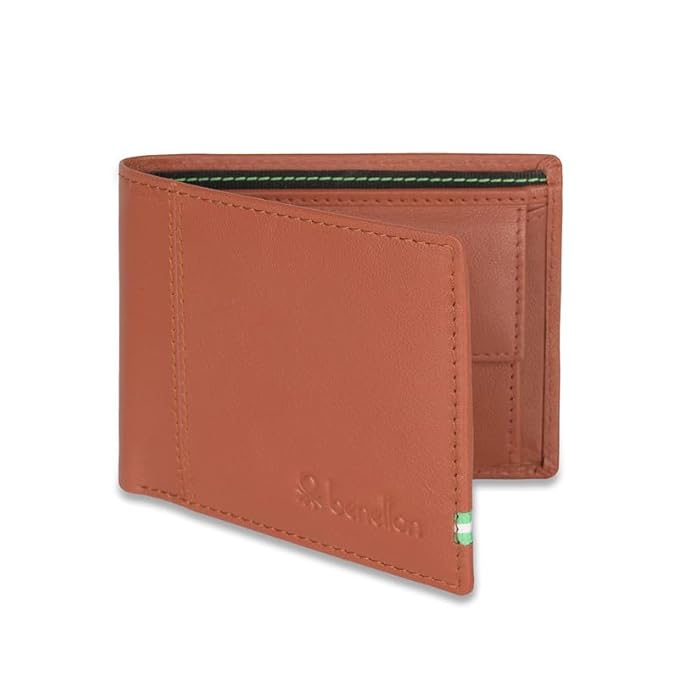 United Colors OF Benetton Mace Leather Global Coin Wallet for Men - Tan