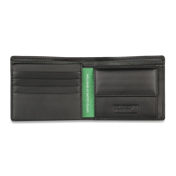 United Colors oF Benetton Anzio Leather Multicard Coin Wallet for Men-Black