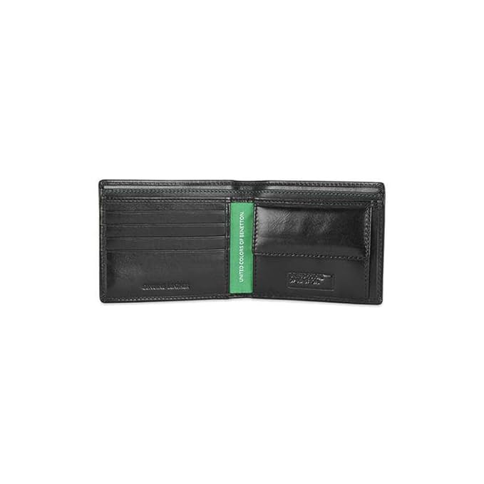 United Colors OF Benetton Brenon Leather Global Coin Wallet for Men - Black