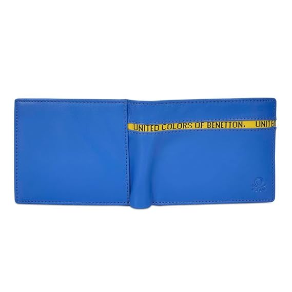 United Colors OF Benetton Fynn Leather Passcase Wallet- Blue