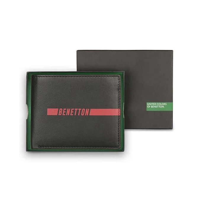 United Colors OF Benetton Cloyd Leather Global Coin Wallet for Men - Black,