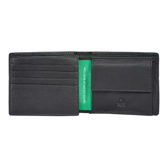 UNITED COLORS OF BENETTON Guntero Leather Multicard Coin Wallet- Black