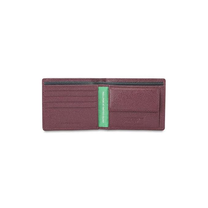 United Colors OF Benetton Novara Leather Global Coin Wallet for Men - Wine