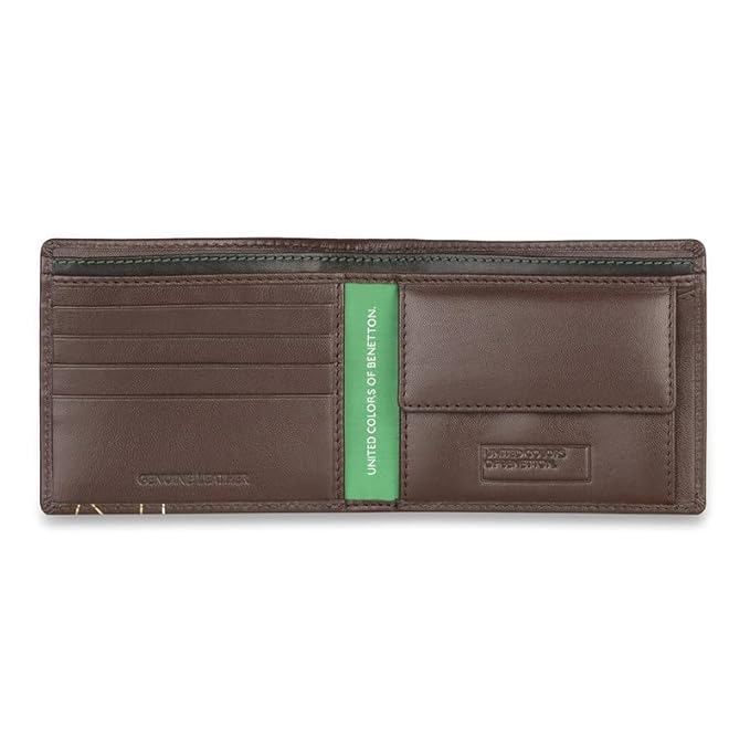 United Colors OF Benetton Sinclair Leather Global Coin Wallet for Men - Brown