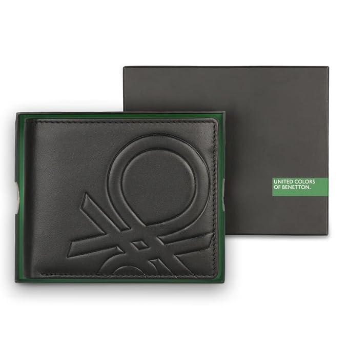 United Colors oF Benetton Anzio Leather Multicard Coin Wallet for Men-Black