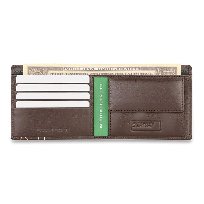 United Colors OF Benetton Sinclair Leather Global Coin Wallet for Men - Brown