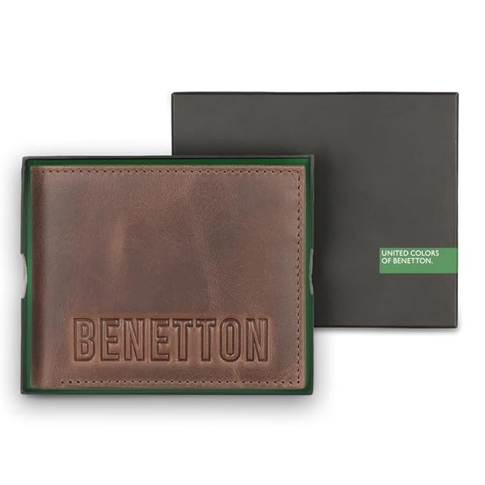 United Colors OF Benetton Osmond Leather Global Coin Wallet for Men - Brown