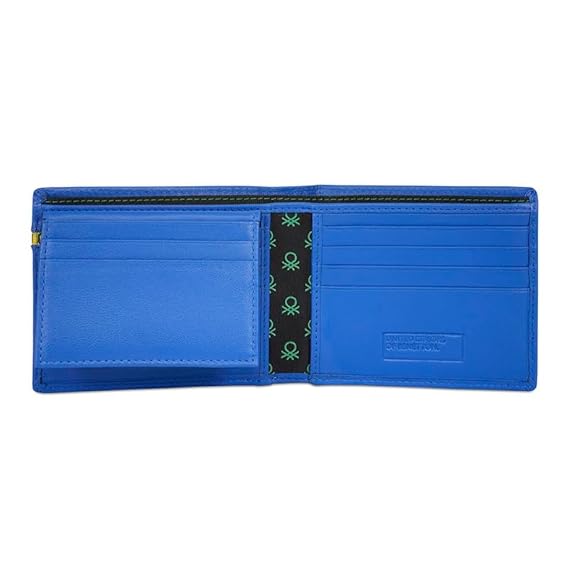 United Colors OF Benetton Fynn Leather Passcase Wallet- Blue