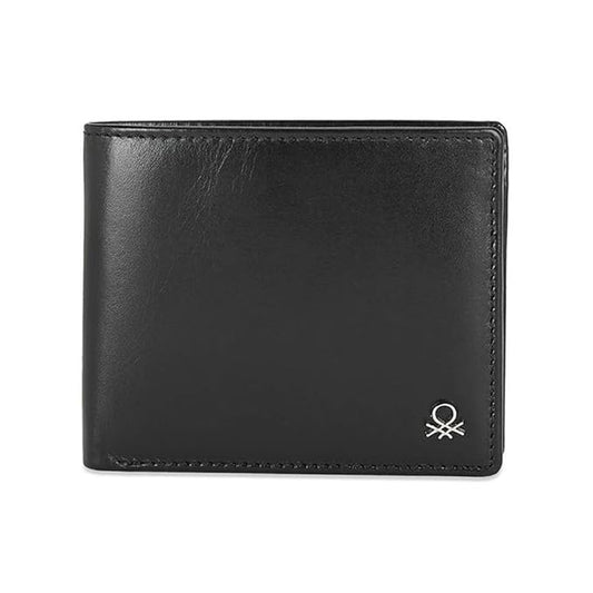 United Colors OF Benetton Brenon Leather Global Coin Wallet for Men - Black