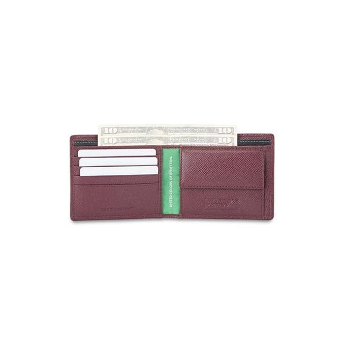 United Colors OF Benetton Novara Leather Global Coin Wallet for Men - Wine