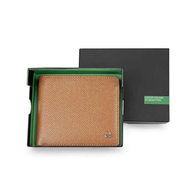 United Colors oF Benetton Novara Leather Multicard Coin Wallet for Men - Tan