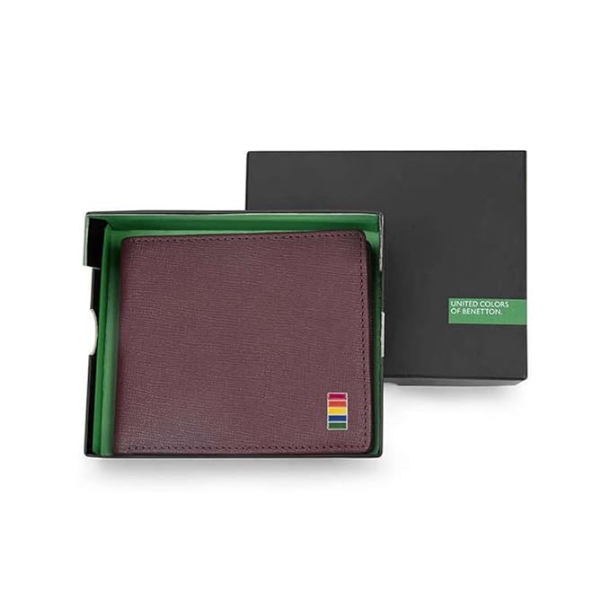 United Colors oF Benetton Roan Leather Multicard Coin Wallet for Men - Wine