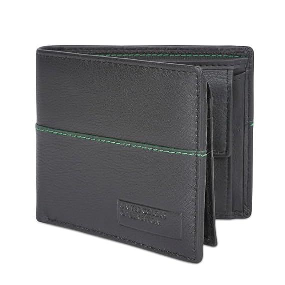 UNITED COLORS OF BENETTON Guntero Leather Multicard Coin Wallet- Black