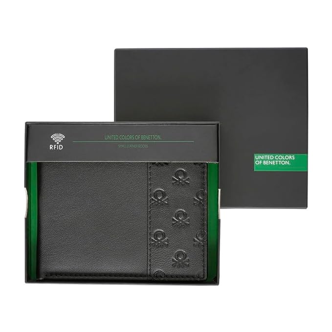 United Colors OF Benetton Genaro Men Passcase Wallet - Black