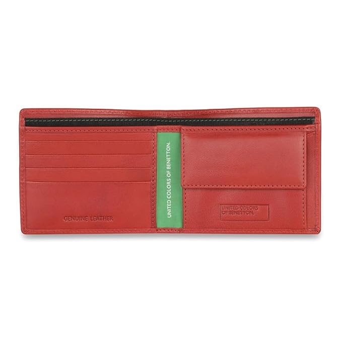 United Colors OF Benetton Reece Leather Global Coin Wallet for Men - Burgundy