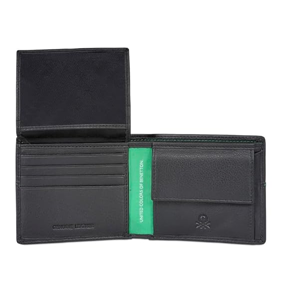 UNITED COLORS OF BENETTON Guntero Leather Multicard Coin Wallet- Black