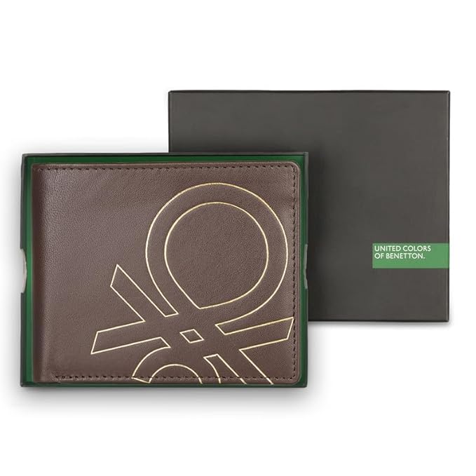 United Colors OF Benetton Sinclair Leather Global Coin Wallet for Men - Brown