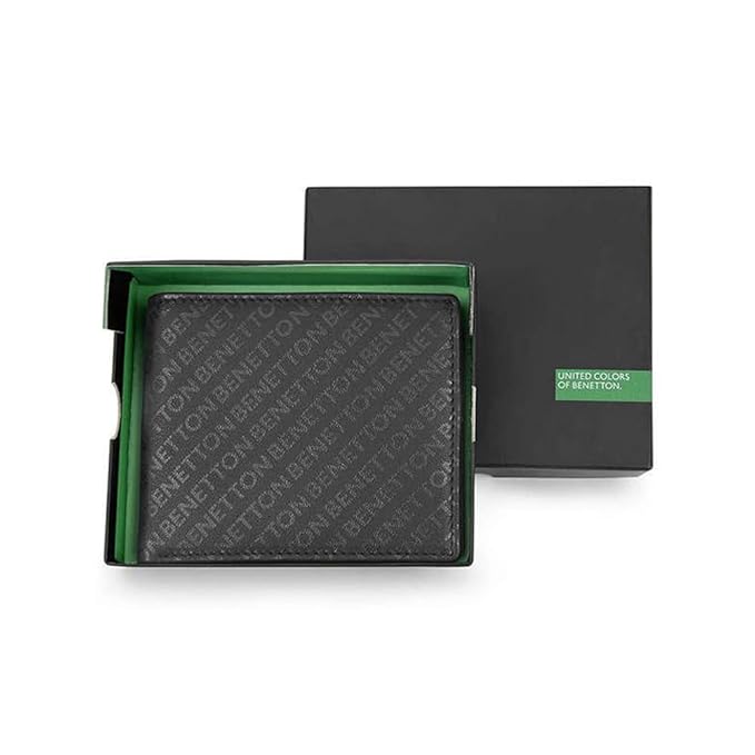 United Colors OF Benetton Nolen Leather Global Coin Wallet for Men - Black,